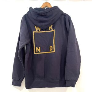 WKND Slate Blue Hoodie Gold Square Lounge Surf Skateboarding Medium Logo